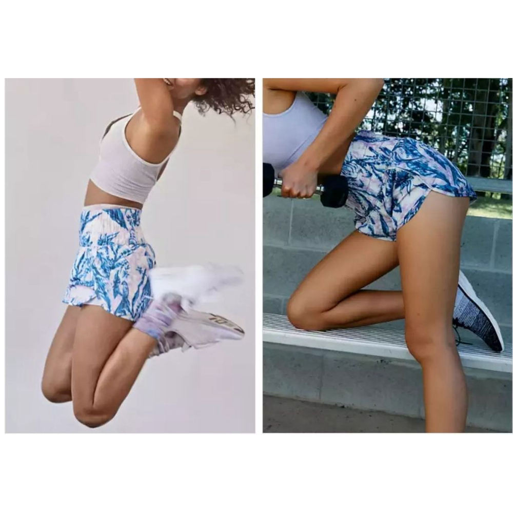 Free People FP Movement The Way Home Shorts Smocked Floral Tropical Running L